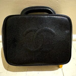 Chanel Black Caviar Skin 2way Vanity Bag